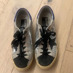 Golden goose sneakers metallic silver blue black